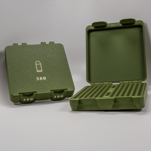 Customizable 380MM Ammo Box: 150 Round Storage, Organized Tray, Secure Latch