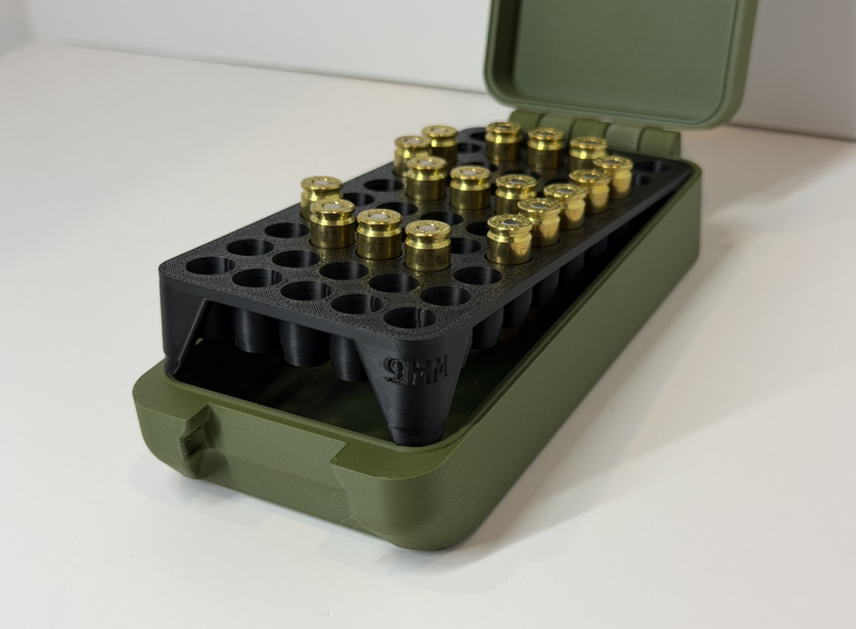Customizable 9MM Ammo Box:  50-Round Capacity, Organized Storage