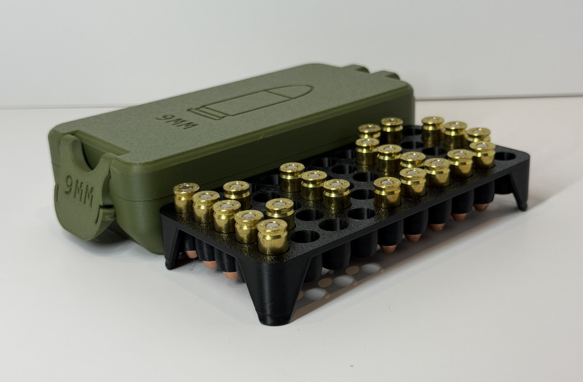 Customizable 9MM Ammo Box:  50-Round Capacity, Organized Storage
